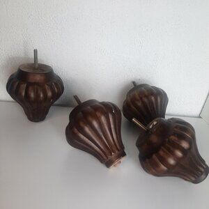 4 Solid Wood Brown Sofa Legs 5.5" Malaysia  SEE PHOTOS